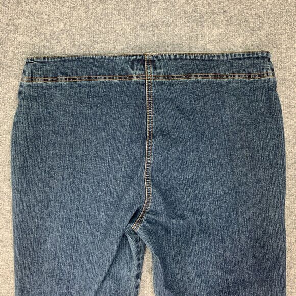 Vintage Soft Surroundings Denim Trousers Women L Large Retro Zip Front Wide Leg - Picture 9 of 13